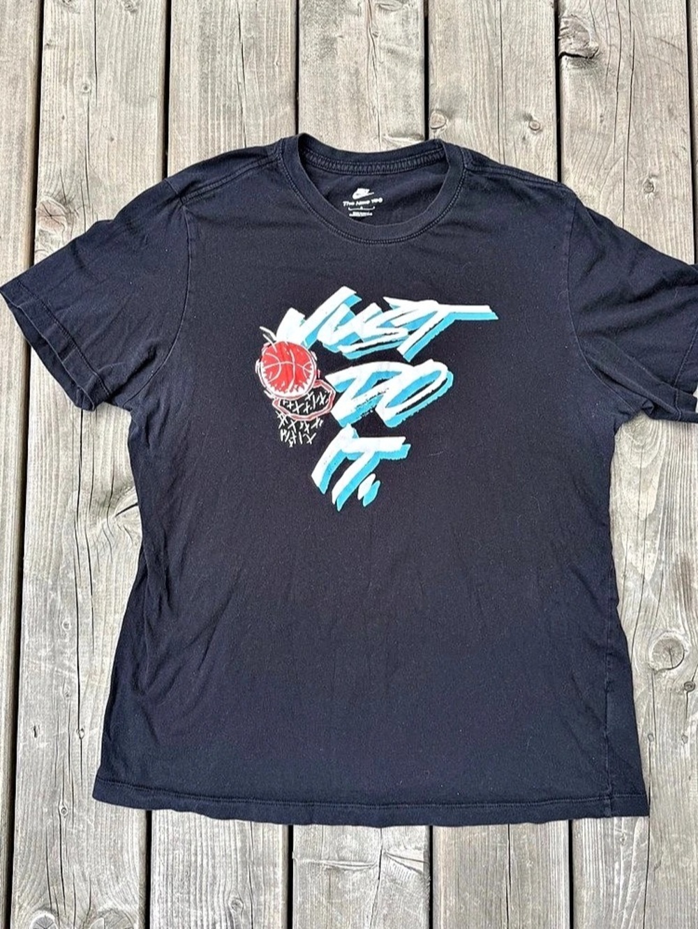 Nike Just Do It Basketball Graphic T-Shirt Tee Black Size Large
